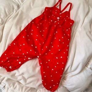Red Heart Print Jumpsuit